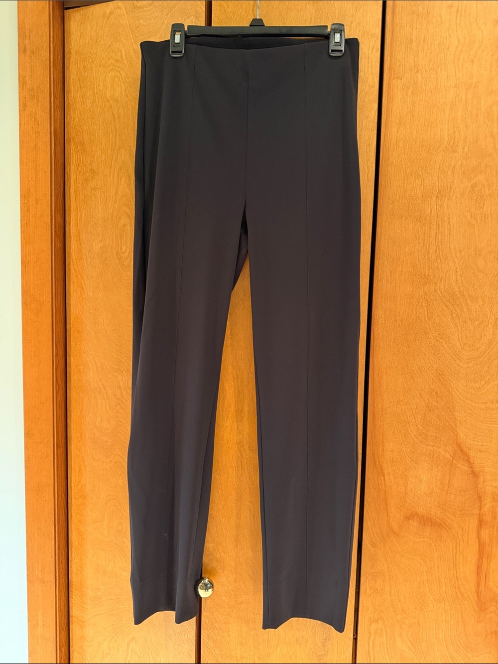 Honeylove Black Straight-Leg Stretch Pants with split-hem detail Large